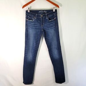 American Eagle Skinny Stretch Women's Blue Jeans Sz 6 Medium Washed Five Pockets